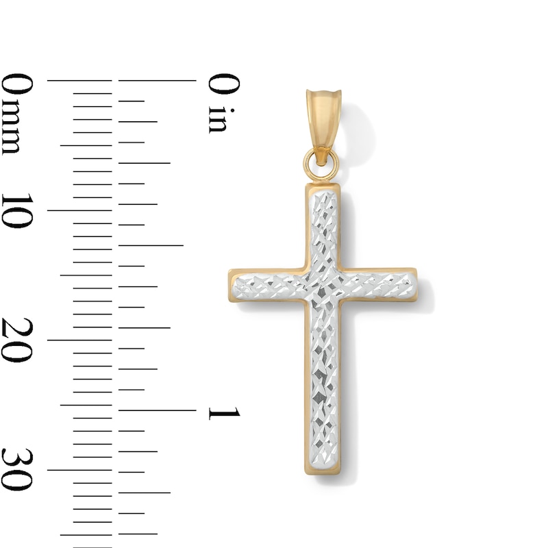 Main Image 2 of 10K Hollow Gold Bonded Two-Tone Cross Necklace Charm