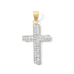 10K Gold Bonded Crystal Cross Necklace Charm