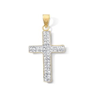 10K Gold Bonded Crystal Cross Charm
