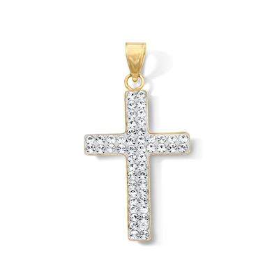 10K Gold Bonded Crystal Cross Charm
