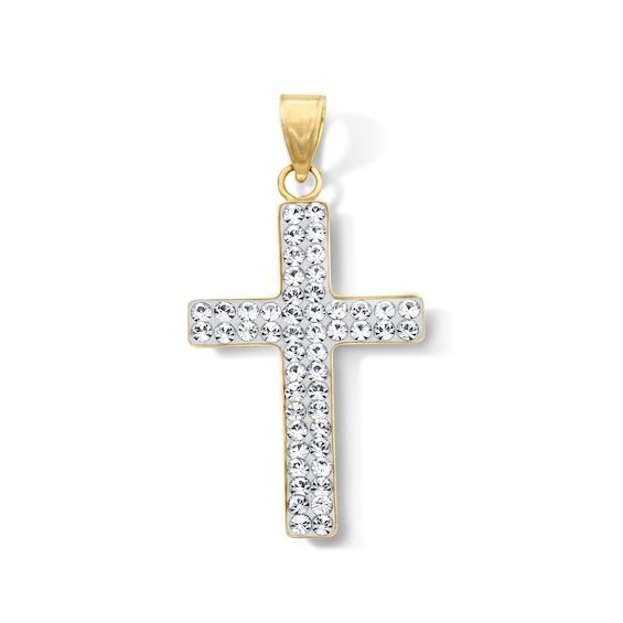 10K Gold Bonded Crystal Cross Charm