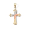 Thumbnail Image 1 of 10K Gold Bonded Tri-Tone Flared Cross Necklace Charm