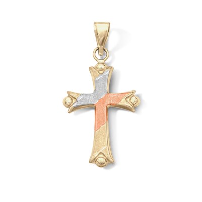 10K Gold Bonded Flared Cross Tri-Tone Charm