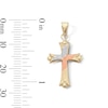 Thumbnail Image 2 of 10K Gold Bonded Tri-Tone Flared Cross Necklace Charm