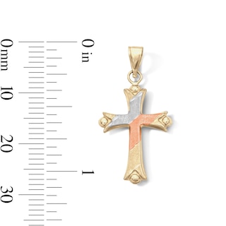 10K Gold Bonded Flared Cross Tri-Tone Charm