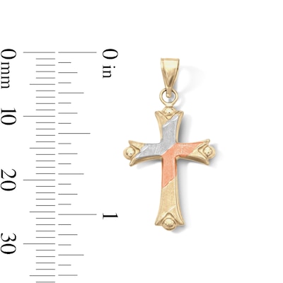 10K Gold Bonded Flared Cross Tri-Tone Charm