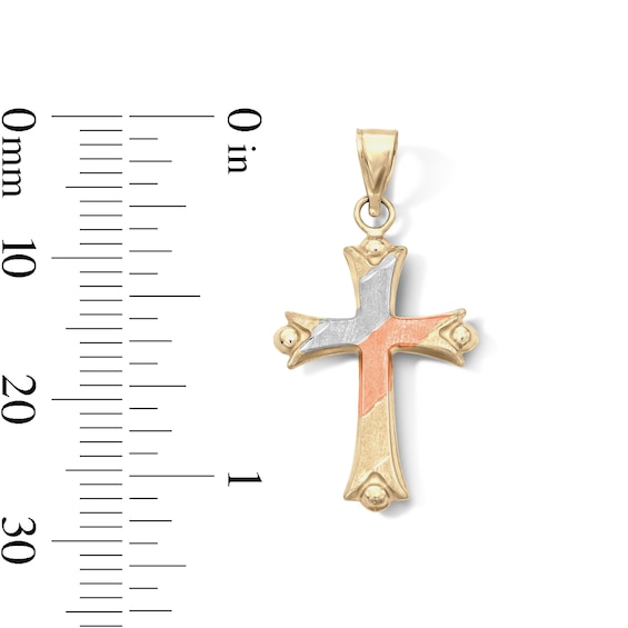10K Gold Bonded Flared Cross Tri-Tone Charm