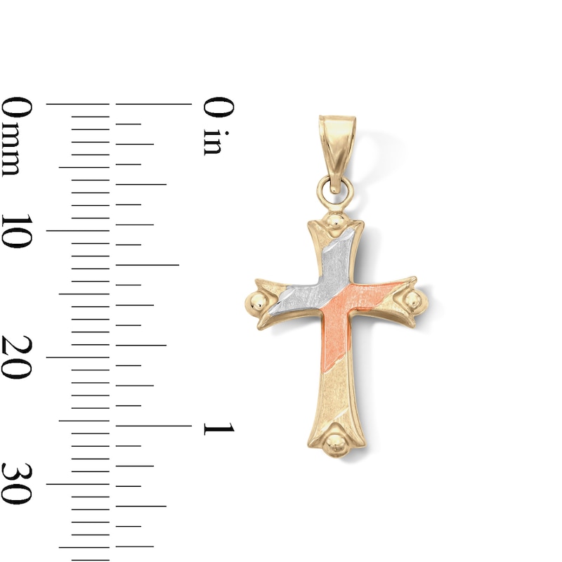 Main Image 2 of 10K Gold Bonded Tri-Tone Flared Cross Necklace Charm