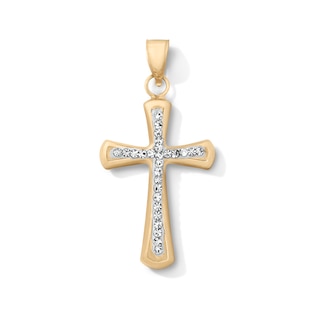 10K Hollow Gold Bonded Crystal Cross Necklace Charm