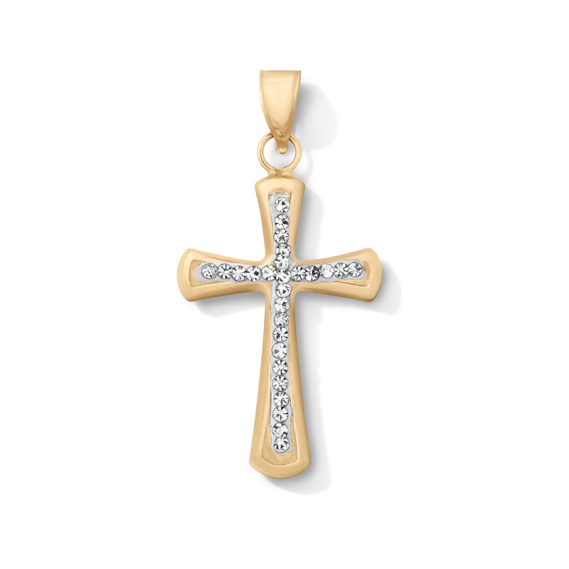 Main Image 1 of 10K Hollow Gold Bonded Crystal Cross Necklace Charm