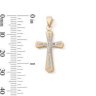 10K Hollow Gold Bonded Crystal Cross Necklace Charm