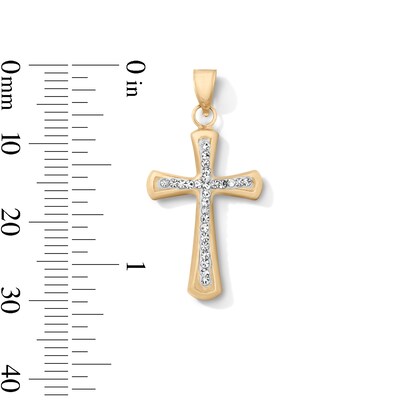 10K Hollow Gold Bonded Crystal Cross Necklace Charm
