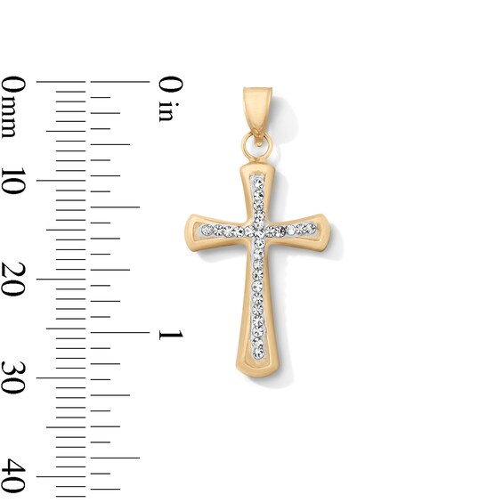10K Hollow Gold Bonded Crystal Cross Necklace Charm