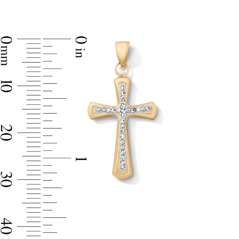 Main Image 2 of 10K Hollow Gold Bonded Crystal Cross Necklace Charm