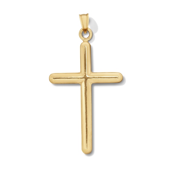 10K Hollow Gold Bonded Cross Necklace Charm