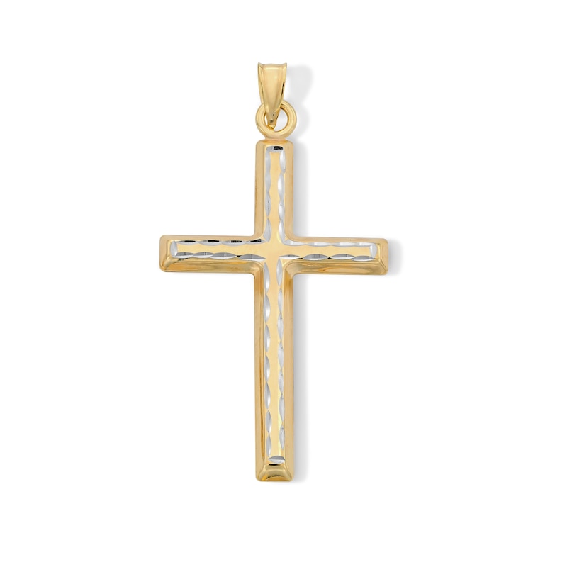 Main Image 1 of 10K Hollow Gold Bonded Cross Two-Tone Necklace Charm