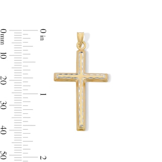 10K Hollow Gold Bonded Cross Two-Tone Necklace Charm