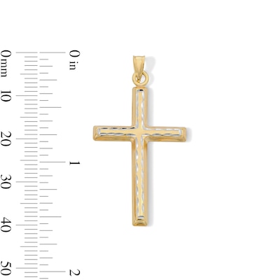 10K Hollow Gold Bonded Cross Two-Tone Necklace Charm