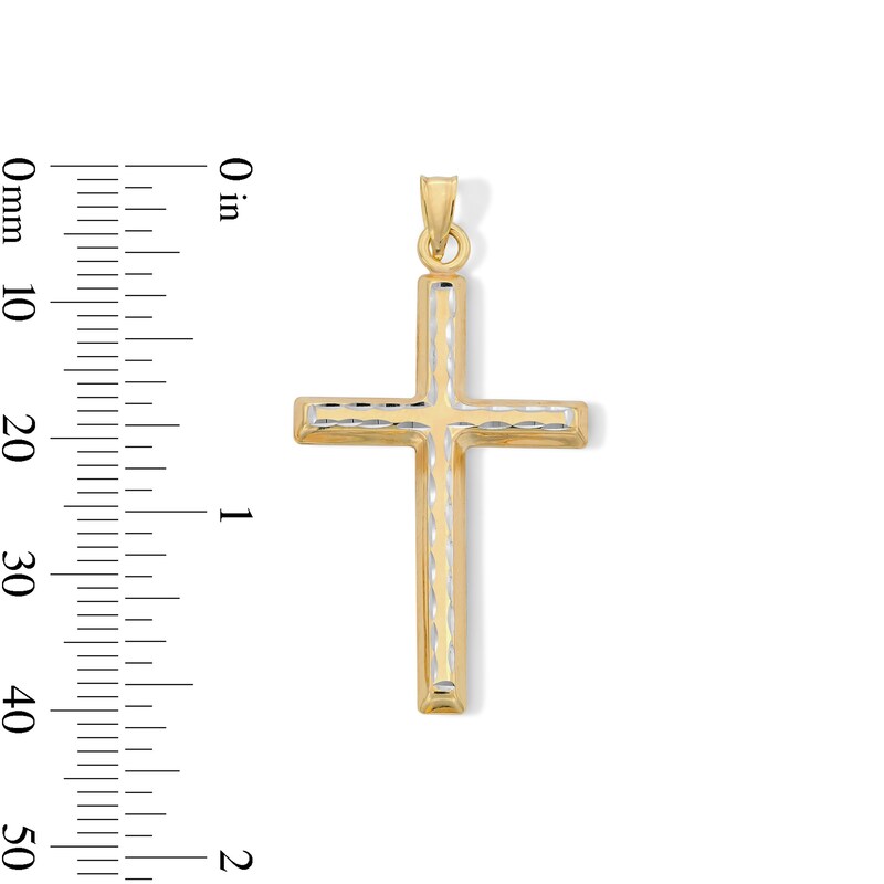 Main Image 2 of 10K Hollow Gold Bonded Cross Two-Tone Necklace Charm