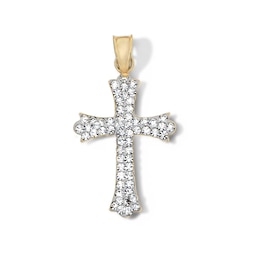 10K Hollow Gold Bonded Crystal Cross Necklace Charm