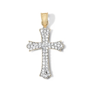 10K Hollow Gold Bonded Crystal Cross Necklace Charm