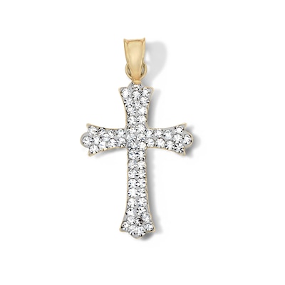 10K Hollow Gold Bonded Crystal Cross Necklace Charm