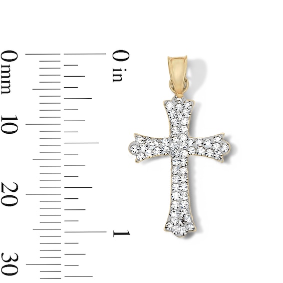 10K Hollow Gold Bonded Crystal Cross Necklace Charm