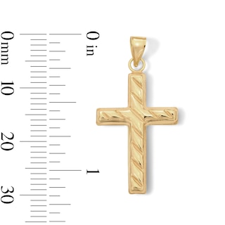 10K Hollow Gold Bonded Textured Cross Necklace Charm