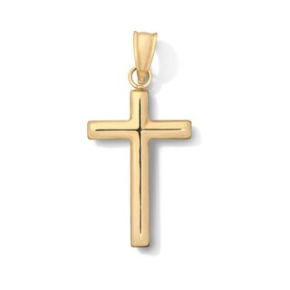 10K Hollow Gold Bonded Tube Cross Necklace Charm