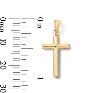 10K Hollow Gold Bonded Tube Cross Necklace Charm
