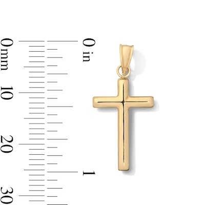 10K Hollow Gold Bonded Tube Cross Necklace Charm