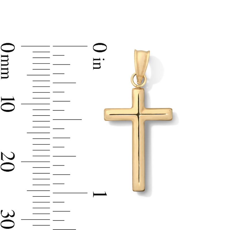 Main Image 2 of 10K Hollow Gold Bonded Tube Cross Necklace Charm