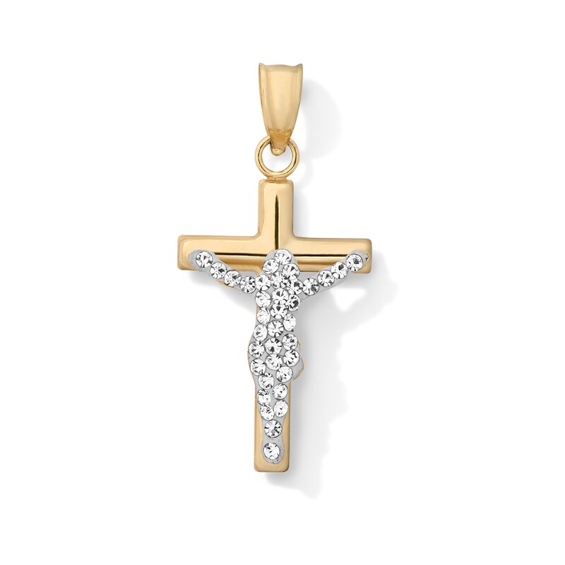 Main Image 1 of 10K Hollow Gold Bonded Resin Crystal Crucifix Necklace Charm