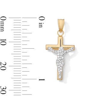 10K Hollow Gold Bonded Crystal Crucifix Necklace Charm