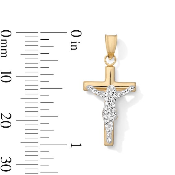 10K Hollow Gold Bonded Crystal Crucifix Necklace Charm