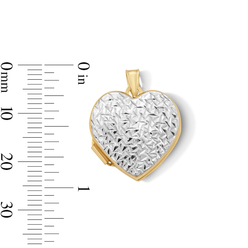 Main Image 3 of 10K Hollow Gold Bonded Textured Heart Two-Tone Locket Charm
