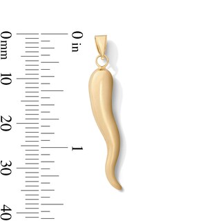 10K Hollow Gold Bonded Cross Italian Horn Charm