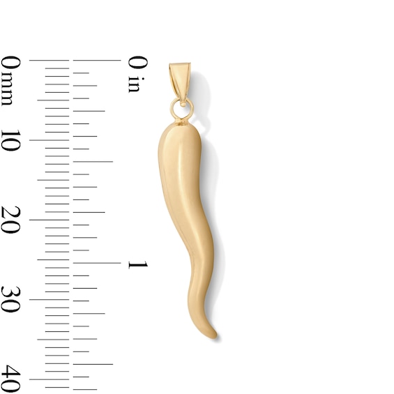 10K Hollow Gold Bonded Cross Italian Horn Charm