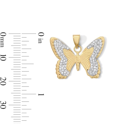 10K Hollow Gold Bonded Crystal Butterfly Necklace Charm