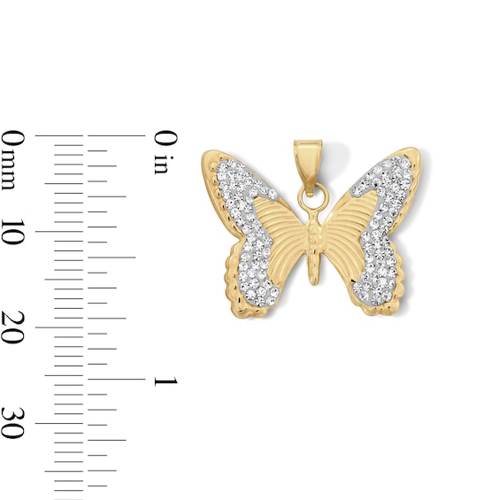 10K Hollow Gold Bonded Crystal Butterfly Necklace Charm