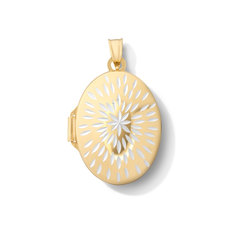 Main Image 1 of 10K Hollow Gold Bonded Starburst Two-Tone Locket Necklace Charm
