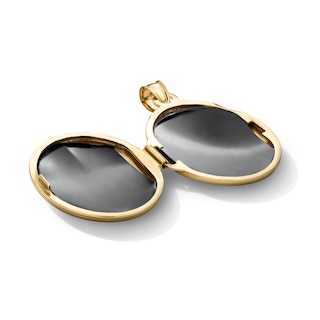 10K Hollow Gold Bonded Starburst Two-Tone Locket Necklace Charm