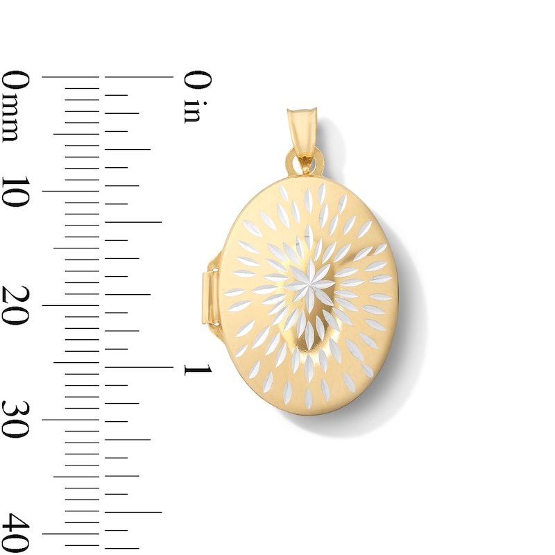 Main Image 4 of 10K Hollow Gold Bonded Starburst Two-Tone Locket Necklace Charm