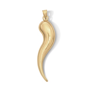 10K Hollow Gold Bonded Italian Horn Necklace Charm