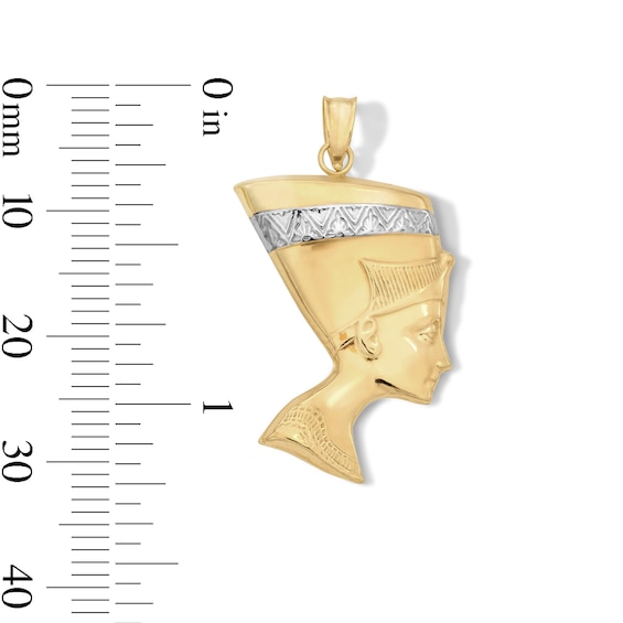 10K Hollow Gold Bonded Nefertiti Two-Tone Necklace Charm