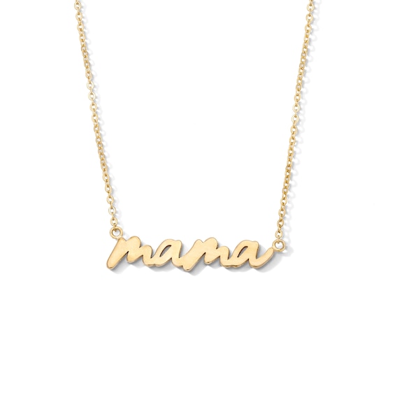 10K Gold Bonded "Mama" Script Necklace - 16" + 2”