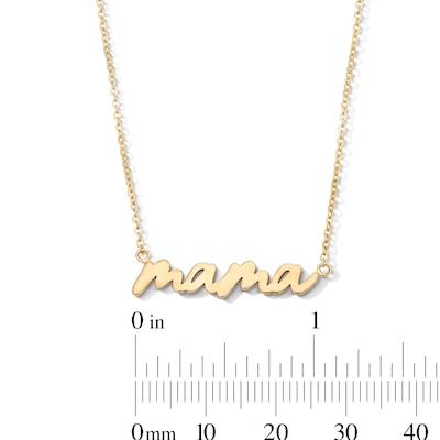 10K Gold Bonded "Mama" Script Necklace - 16" + 2”