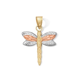 10K Gold Bonded Dragonfly Tri-Tone Charm