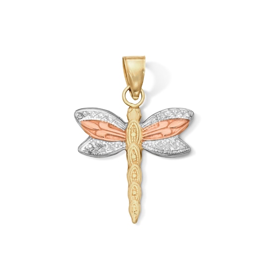10K Gold Bonded Dragonfly Tri-Tone Charm