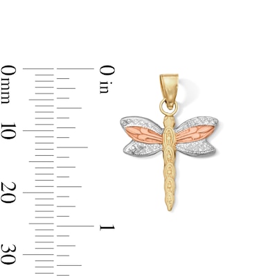 10K Gold Bonded Dragonfly Tri-Tone Charm